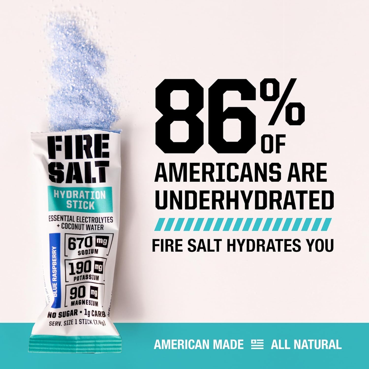 Fire Salt Hydration Sticks, Electrolytes & Coconut Water, Hydration Drink Mix with Magnesium, Potassium & Sodium, Zero Sugar, Single Serve On the Go Packs, Firecracker Popsicle, 32 Count