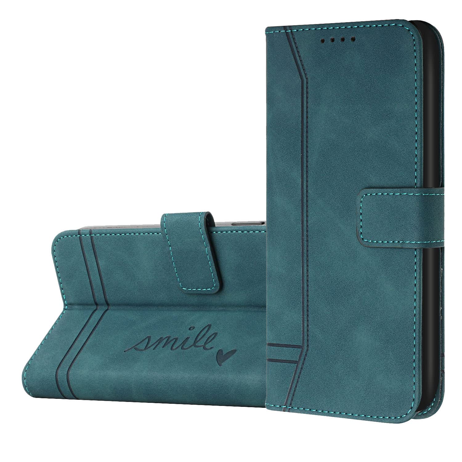 IVY Wallet Case for iPhone 13 Pro [Smile Style][Skin Touch Feeling][Magnetic Buckle] PU Leather Case for iPhone 13 Pro - Green