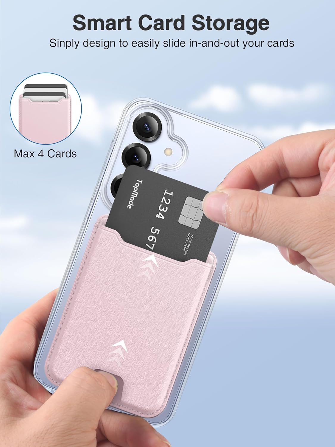 TopMade for MagSafe Wallet, Magnetic Wallet for Samsung Galaxy S26/S25/S24 Series and Z Fold 7 with Magnetic Case, Phone Wallet for iPhone 16/15/14/13/12 Series, RFID Blocking, Fits 4 Cards,Pink