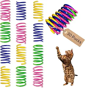 AGYM Cat Spring Toys, 30 Pack Cat Spiral Springs for Indoor Cats, Colorful & Dur