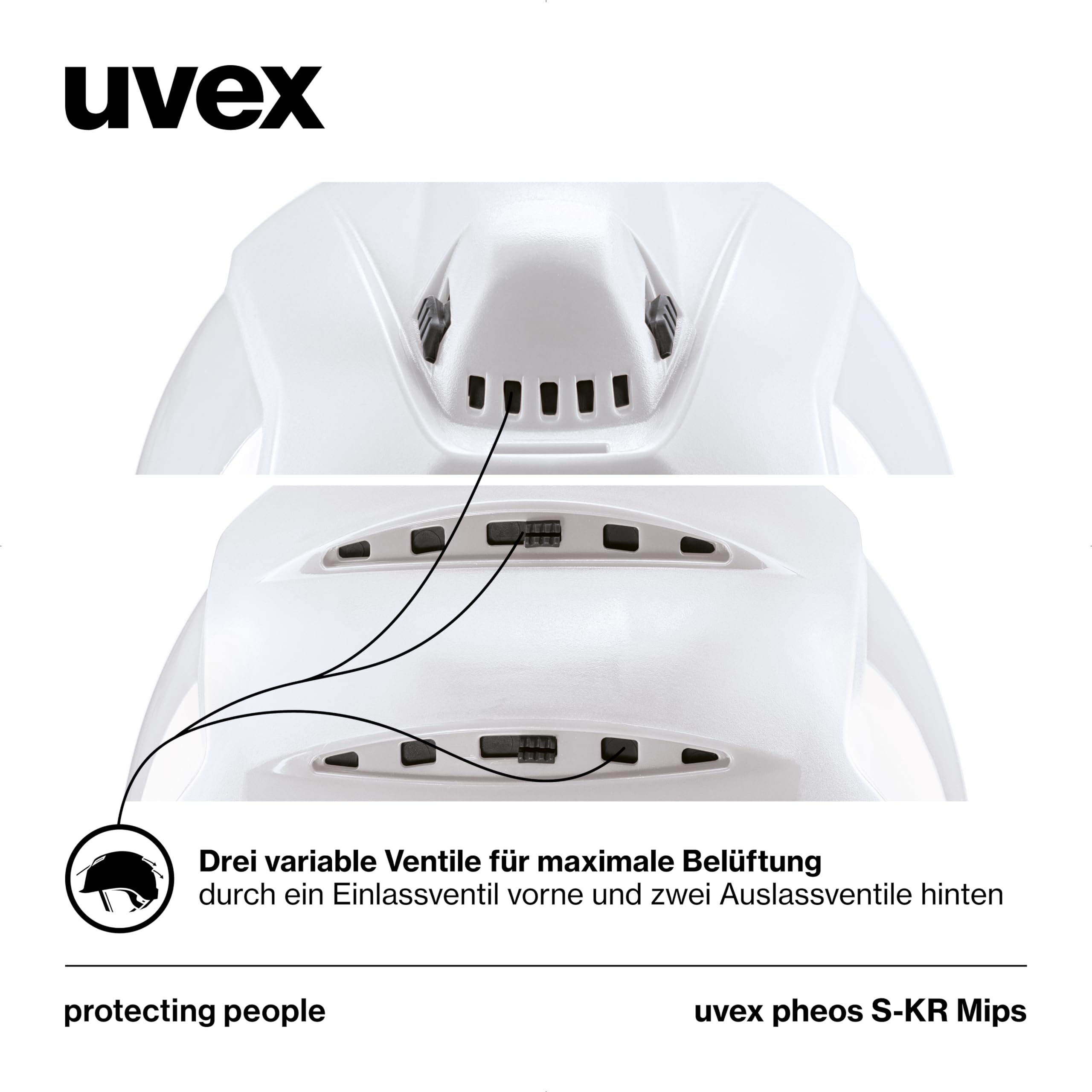 uvex Pheos S-KR MIPS - Casco di protezione industriale, tecnologia MIPS, regolazione continua della larghezza e ventilazione, taglia unica, 52-61 cm