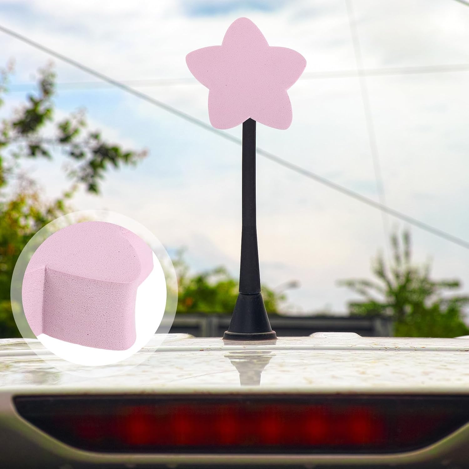 5pcs Car Antenna Topper: Star Automotive Roof Antenna Balls for Truck and SUV - Vehicle Roof Decoration Universal Car Accessories Pink