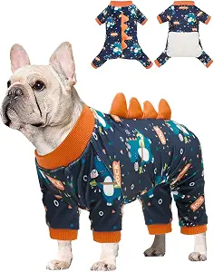  Dinosaur Costume Dog Pajamas, Stretchy Spandex Crystal Velvet Sleepwear Coat for Small Dogs, Soft & Warm Pet Outfit Clothes for Cold Weather, Cozy Pullover Design COSP19XS