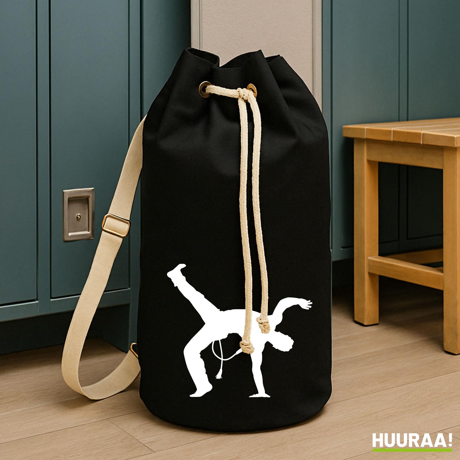 Huuraa borsone Capoeira Zaino regalo nero 20 litri cotone Capoeira Presente