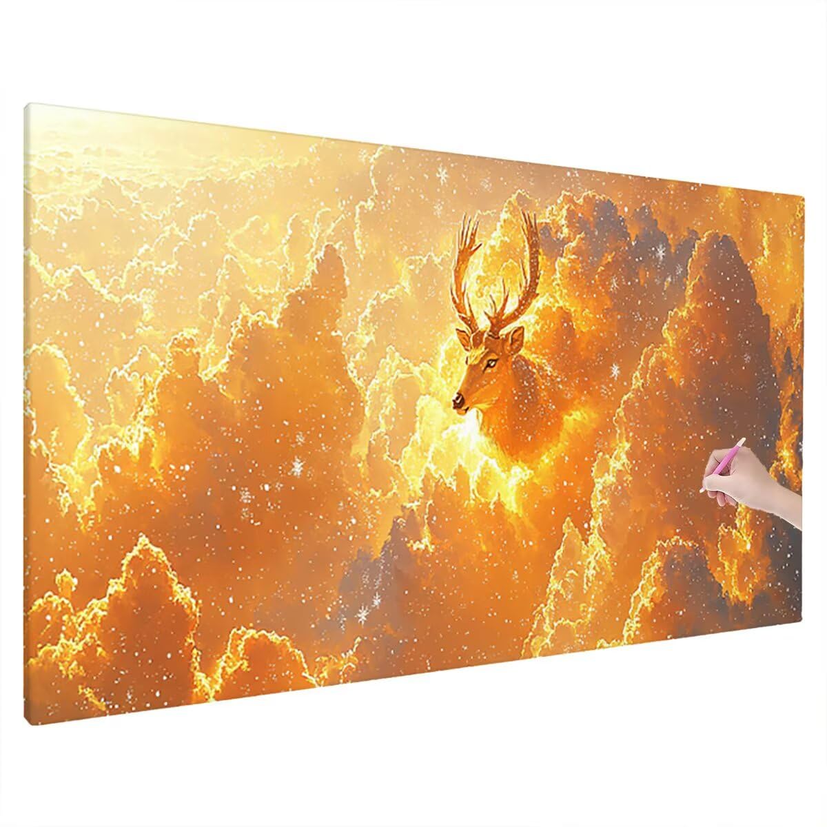 Diamentowe malowanie dla dorosłych, diamentowe malowanie zwierząt, DIY diamentowy wzór jelenia z kwadratowymi wiertnicami płótno 250 x 100 cm, zestaw do haftu krzyżykowego do dekoracji sypialni