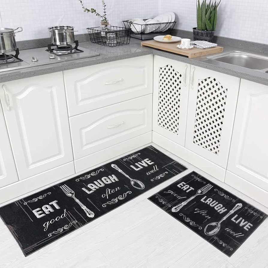2 Pieces Non Slip Kitchen Mat Set, Washable Kitchen Floor Mat For Kitchen, Entryway, Hallway Runner Set Washable Runners (B01, 43x150cm+43x75cm