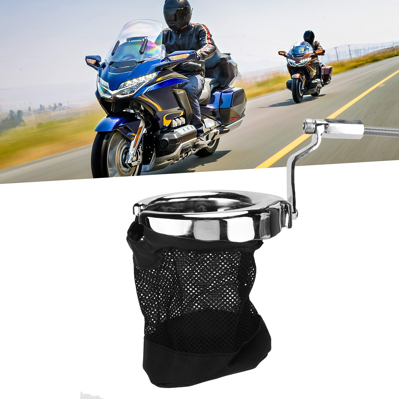 Portabicchieri Moto, Portabevande Pieghevole Portabottiglie Accessorio per Moto Sostituzione per Goldwing GL 1800 F6B(placcatura)