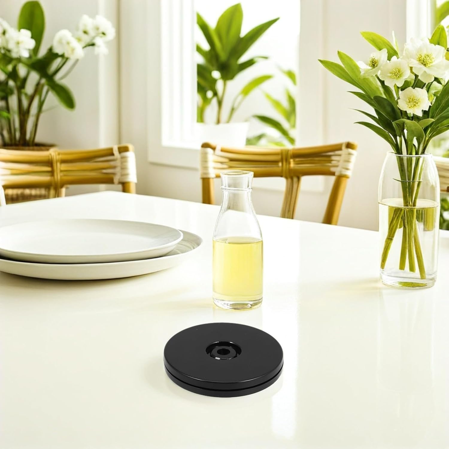 Black Rotating Display Turntable Base for Dining Tables and Menus