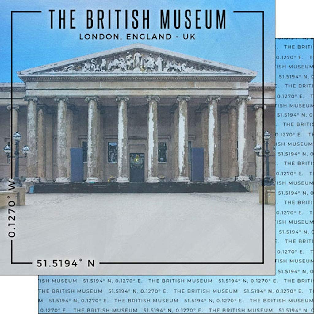 Scrapbook Customs 39976 The British Museum London England UK Coordinates 12 x 12 Double-Sided Scrapbook Paper - 1 Sheet