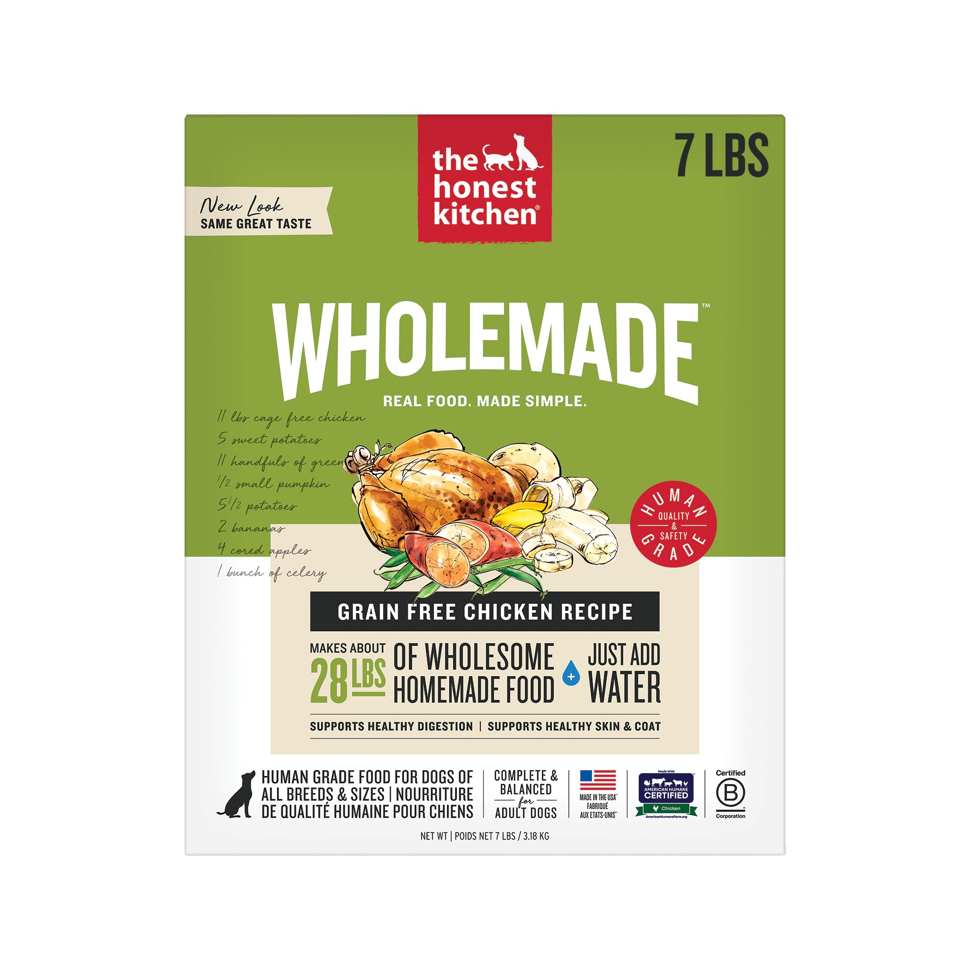Human Grade Wholemade™ Dehydrated Grain Free Chicken Dog Food - Complete & Balanced Meal or Topper - 7 lb Box
