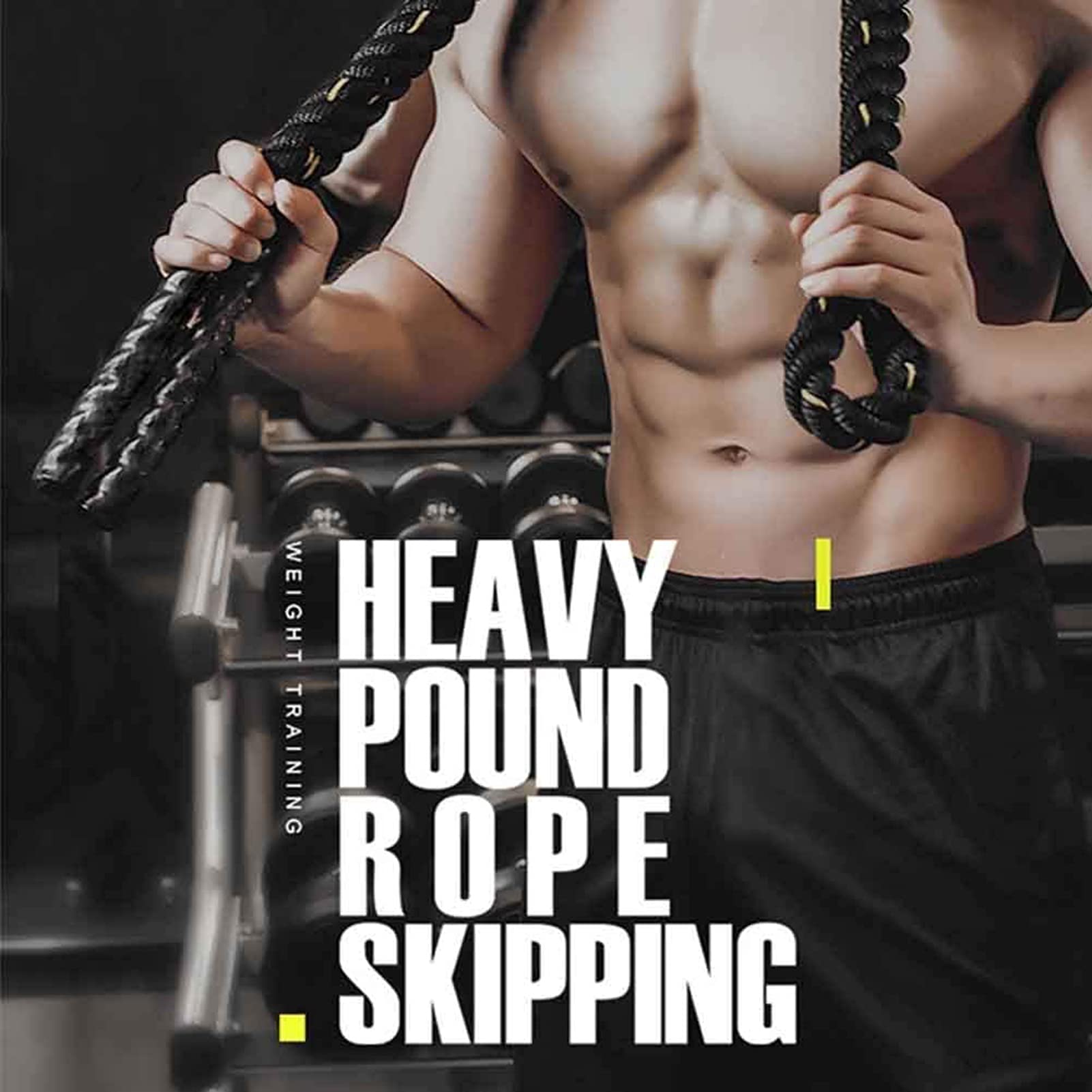 Battle Rope Cuerda Saltar 3 M, Entrenamientos Cuerpo Entero para Adultos Entrenamiento Potencia Cuerdas Batalla, Cuerda Salto Fitness para Mejorar El Desarrollo La Fuerza Muscular (Size : 38mm)