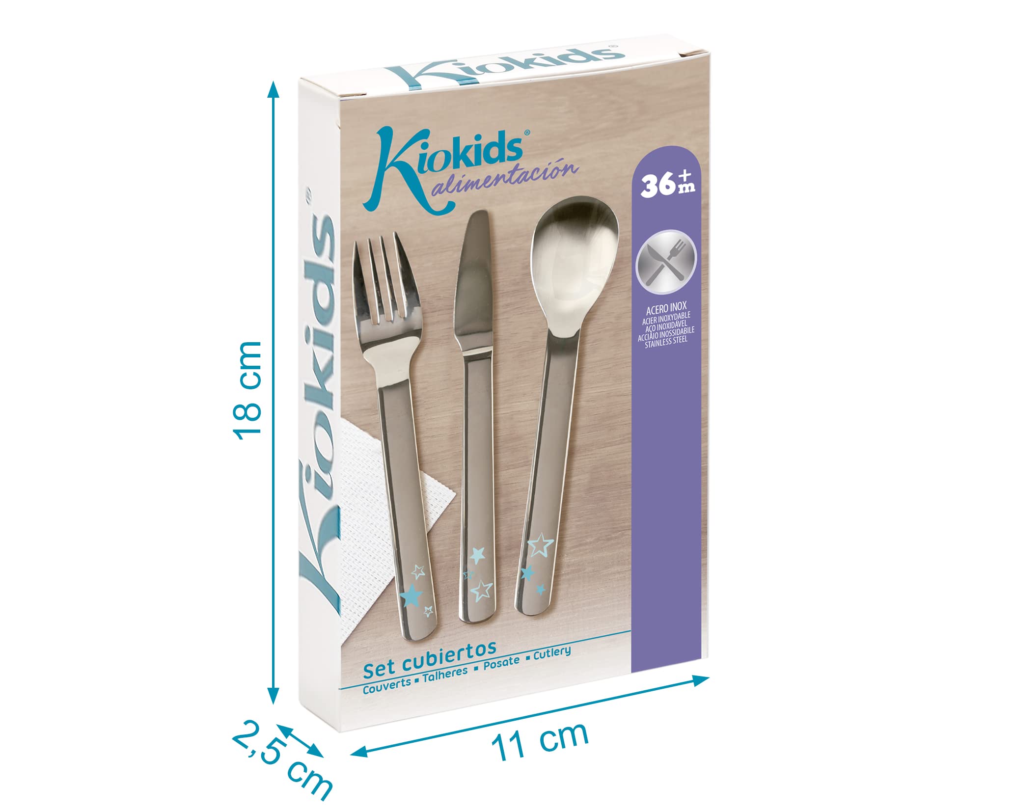 Posate Per Bambini In Acciaio Inox – Set Per Neonati E Bambini Piccoli, Colore Blu, Kiokids