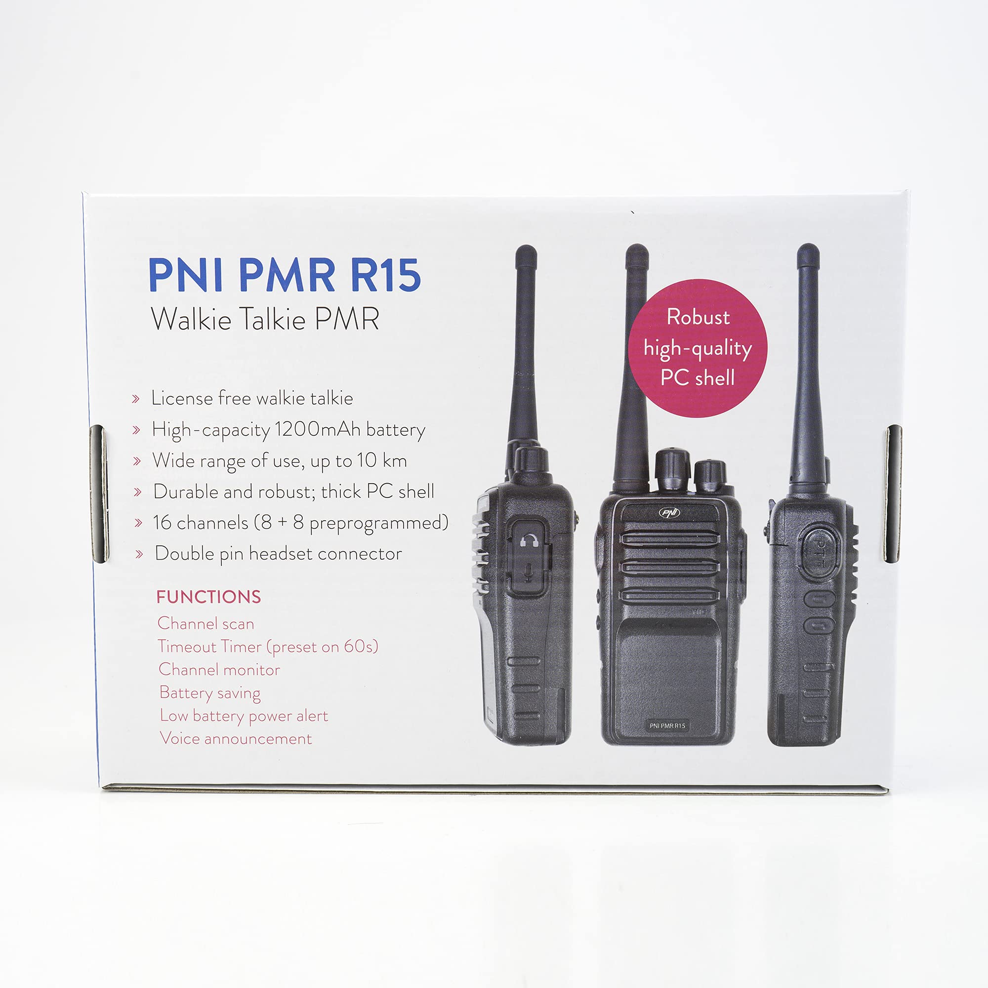 Profesjonalna radiostacja przenośna PNI PMR R15 0,5W, ASQ, TOT, monitor, programowalna, bateria 1200mAh