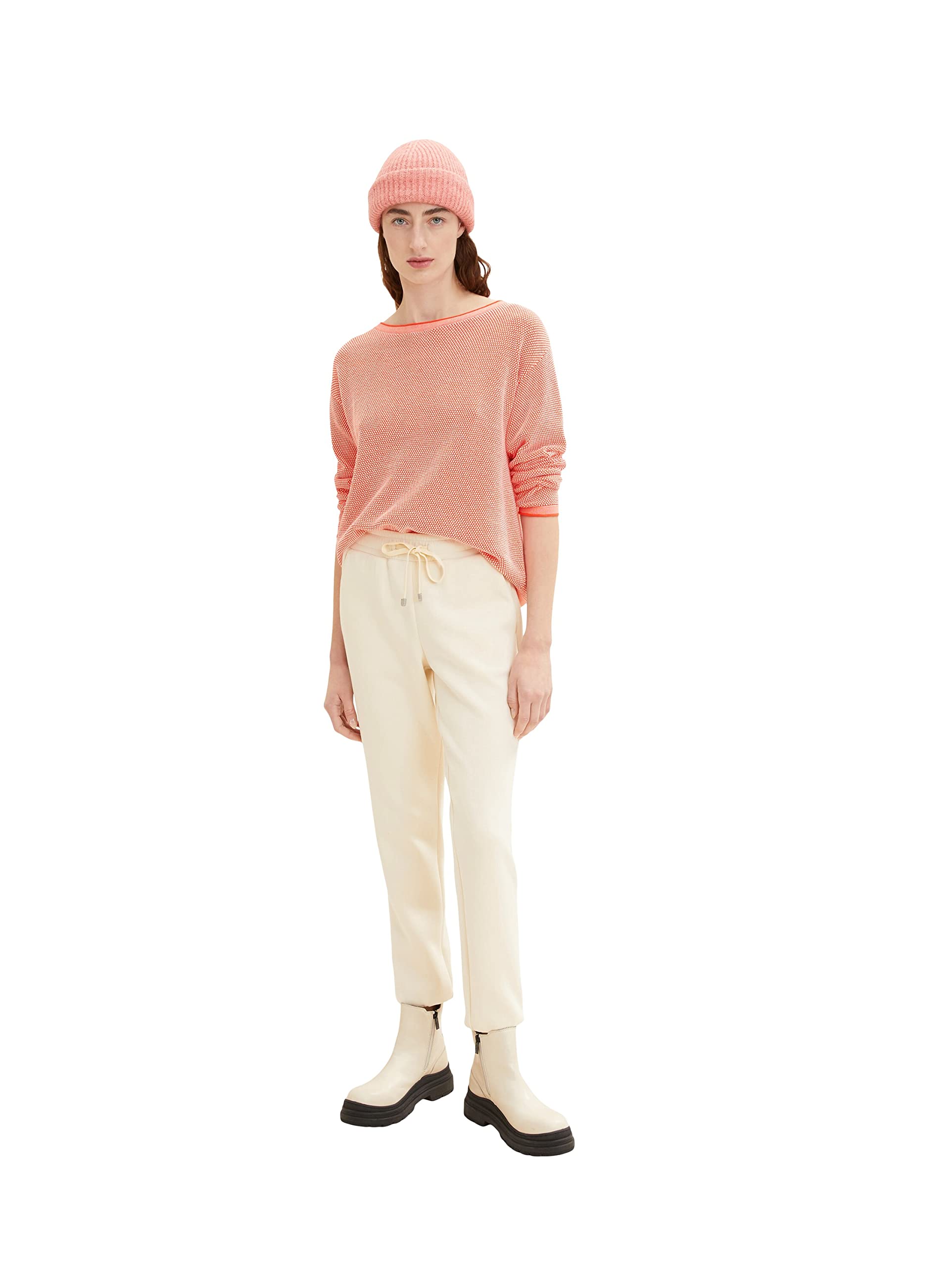 TOM TAILOR Damen Strickpullover aus Bio-Baumwolle, 31310 - Red Bubble Structure, XS – Ansicht 2