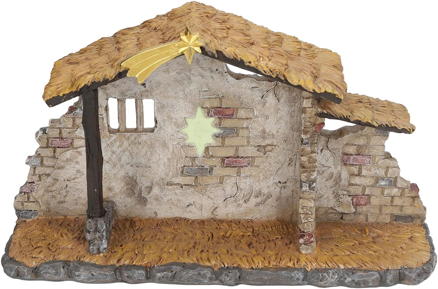 ZJchao Christmas Nativity Figurine Set, Resin Stable Nativity Scene Holy Family Statue with LED String Lights, for Home Garden Office Tabletop Decor