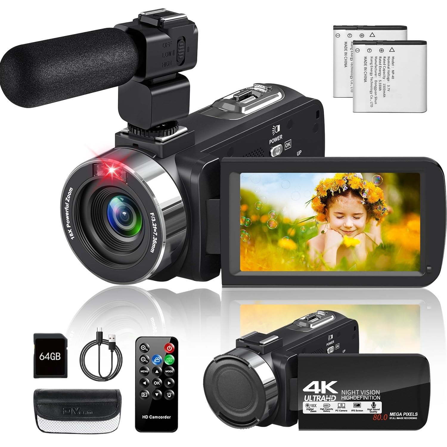 Amazon | ビデオカメラ4K動画8000万画像数YouTubeカメラ ウェブカメラ