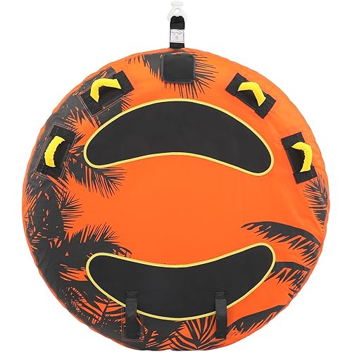 Magshion 1-3 Riders Towable Tube for Boating, Round Heavy-Duty Inflatable Water Tube with 420D Oxford Cover, Dual Air Chambers, Quick Connector & Drain Vent, Lake & Ocean Tubing Float