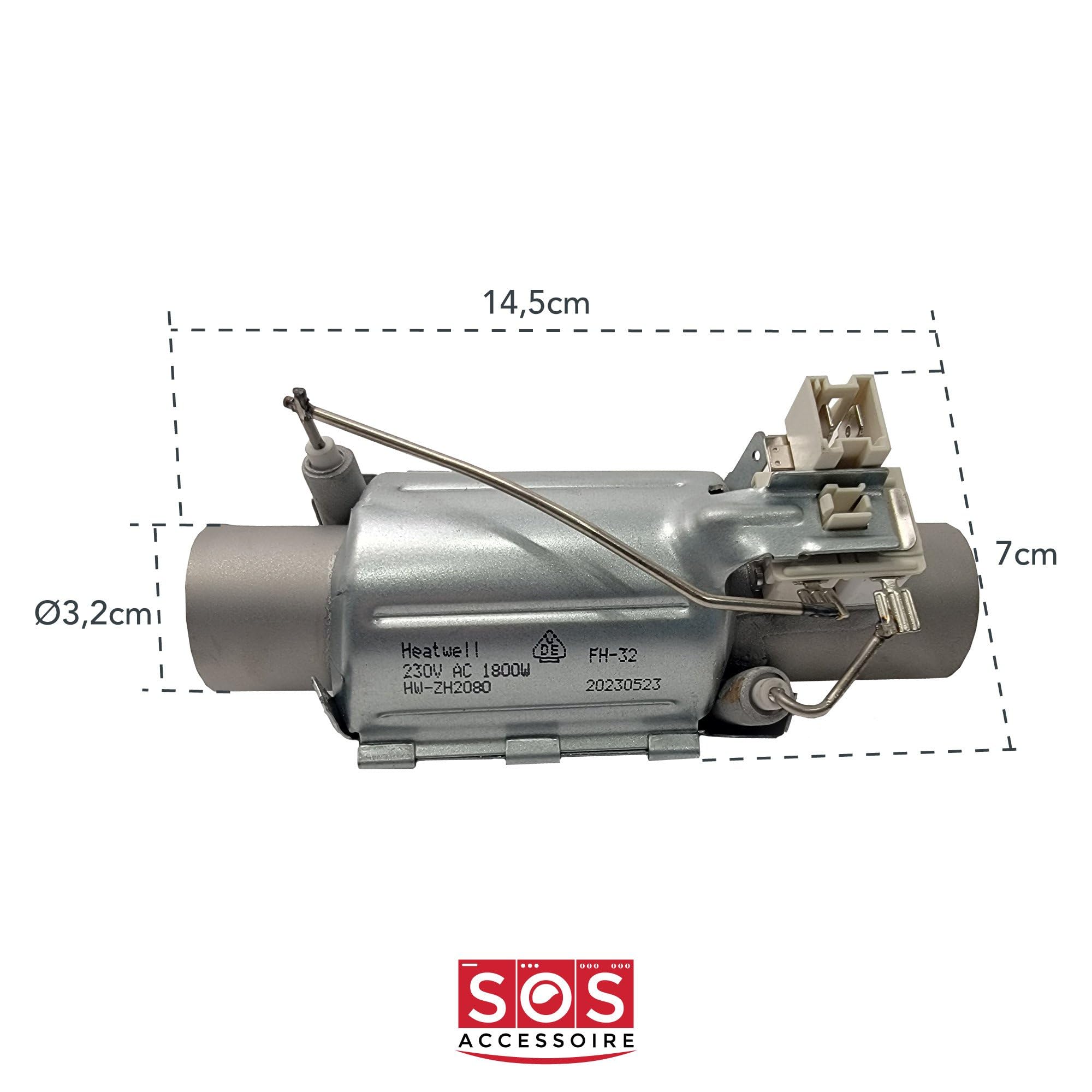 Résistance Chauffante + Sonde Beko 4,8K 1950W - Réf. 2882601700 - Pour Lave-linge