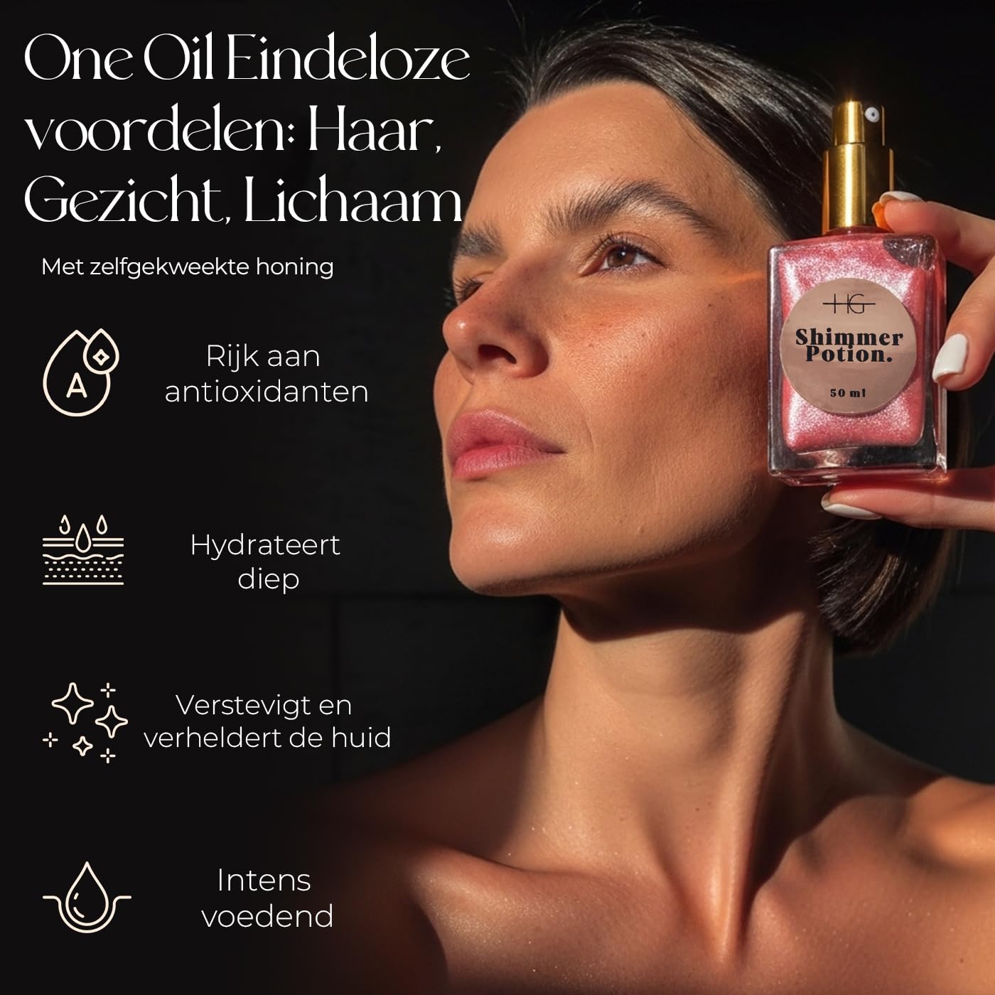 Shimmer Potion Aceite Seco de Miel, Rosa Soleado, 50 ml