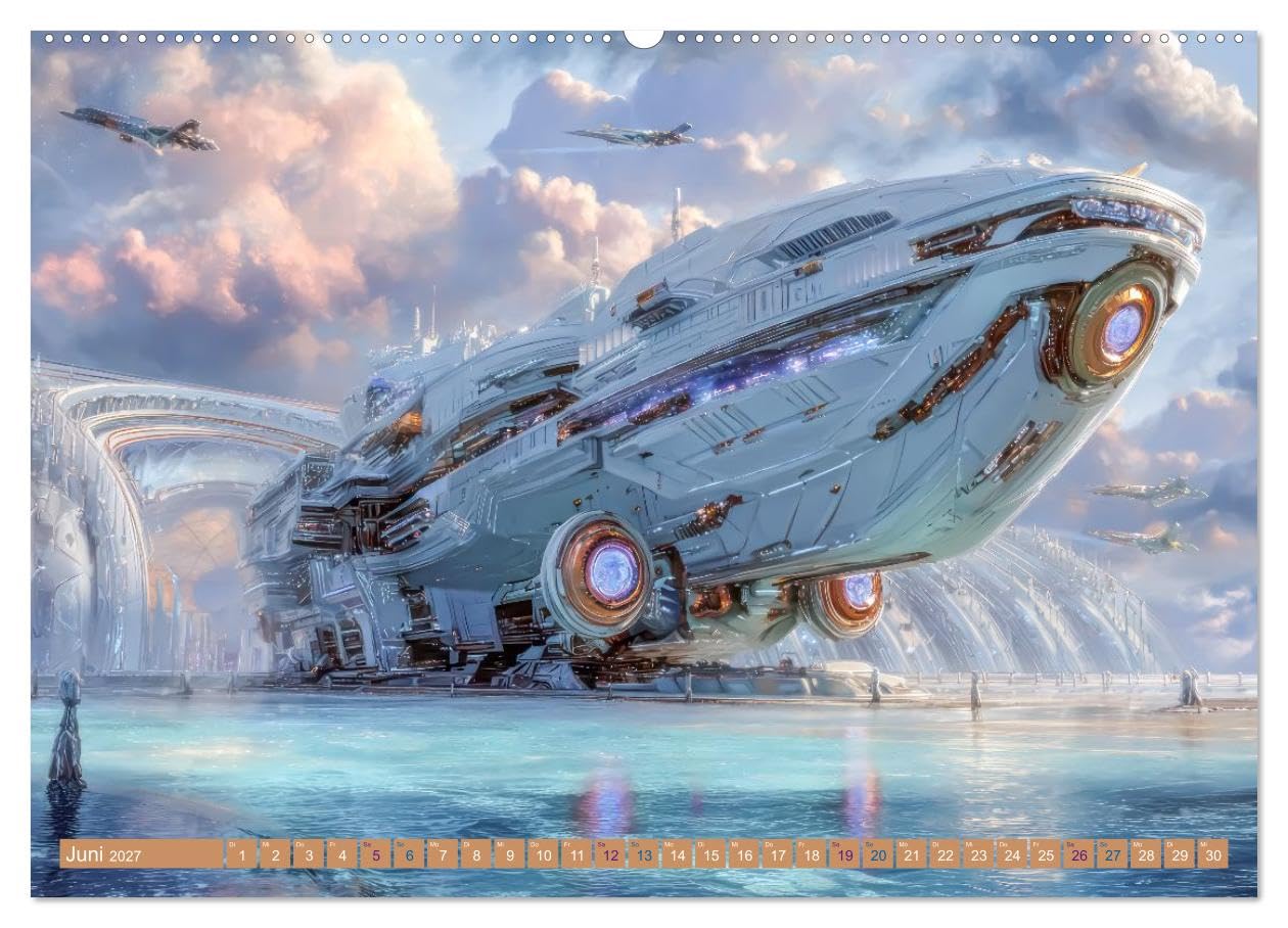 Science Fiction Reise - Ein visuelles Abenteuer (hochwertiger Premium Wandkalender 2027 DIN A2 quer), Kunstdruck in Hochglanz: Science Fiction Visionen (CALVENDO Technologie)