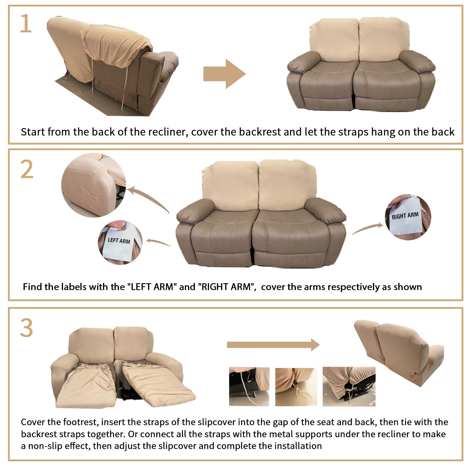 JIVINER Funda de sillón reclinable de 6 Piezas, para sillón reclinable, elástica, 2 plazas, Funda de sofá reclinable Lavable, Protector de Muebles (sillón Lounge loveseat, Azul Pavo Real)