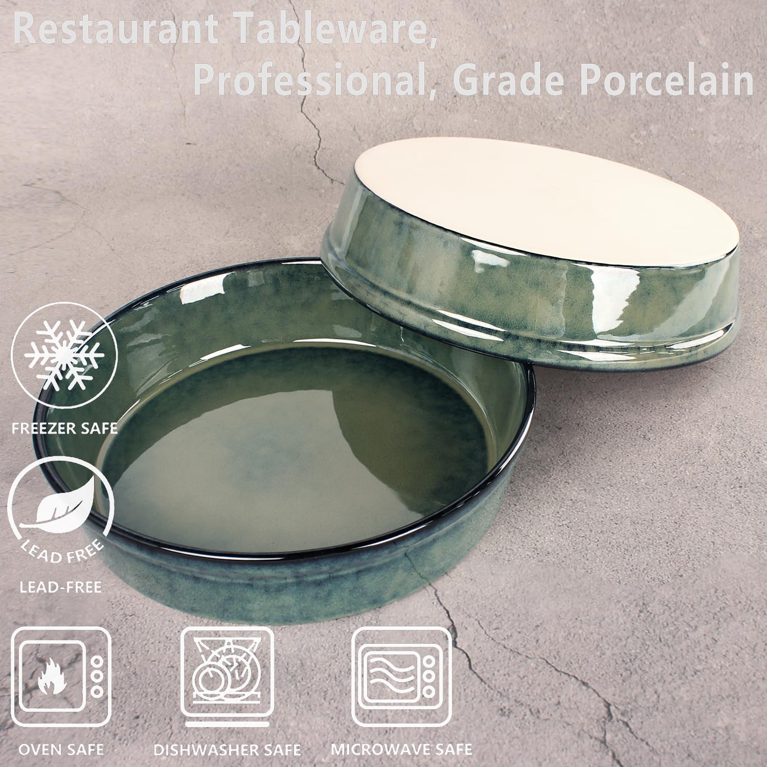 Molde de porcelana para hornear quiche, molde antiadherente de 2.3 cuartos de galón, molde para tartas, molde para tartas, para manzana, quiche, pasteles de olla, tarta, para postre apto