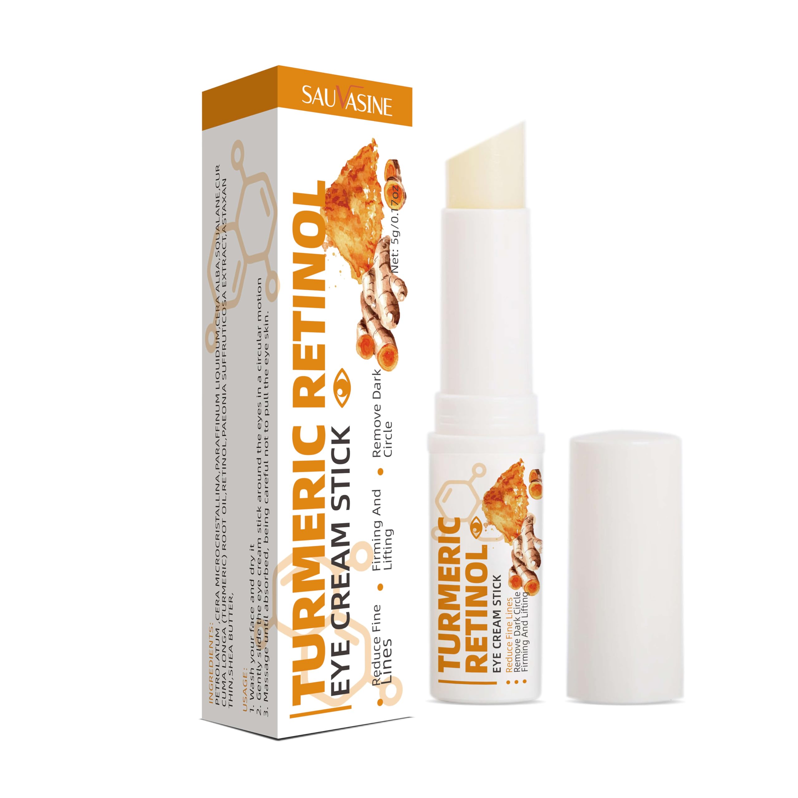 paminifyTurmeric Retinol Eye Stick,Stocking Stuffers Eye Balm Stick Hydrating for Dark Circle,Wrinkles,Visible Results in 3-4 Weeks,Anti Aging Under Eye,Retinol Eye Cream For Bags Reduces Fine Lines