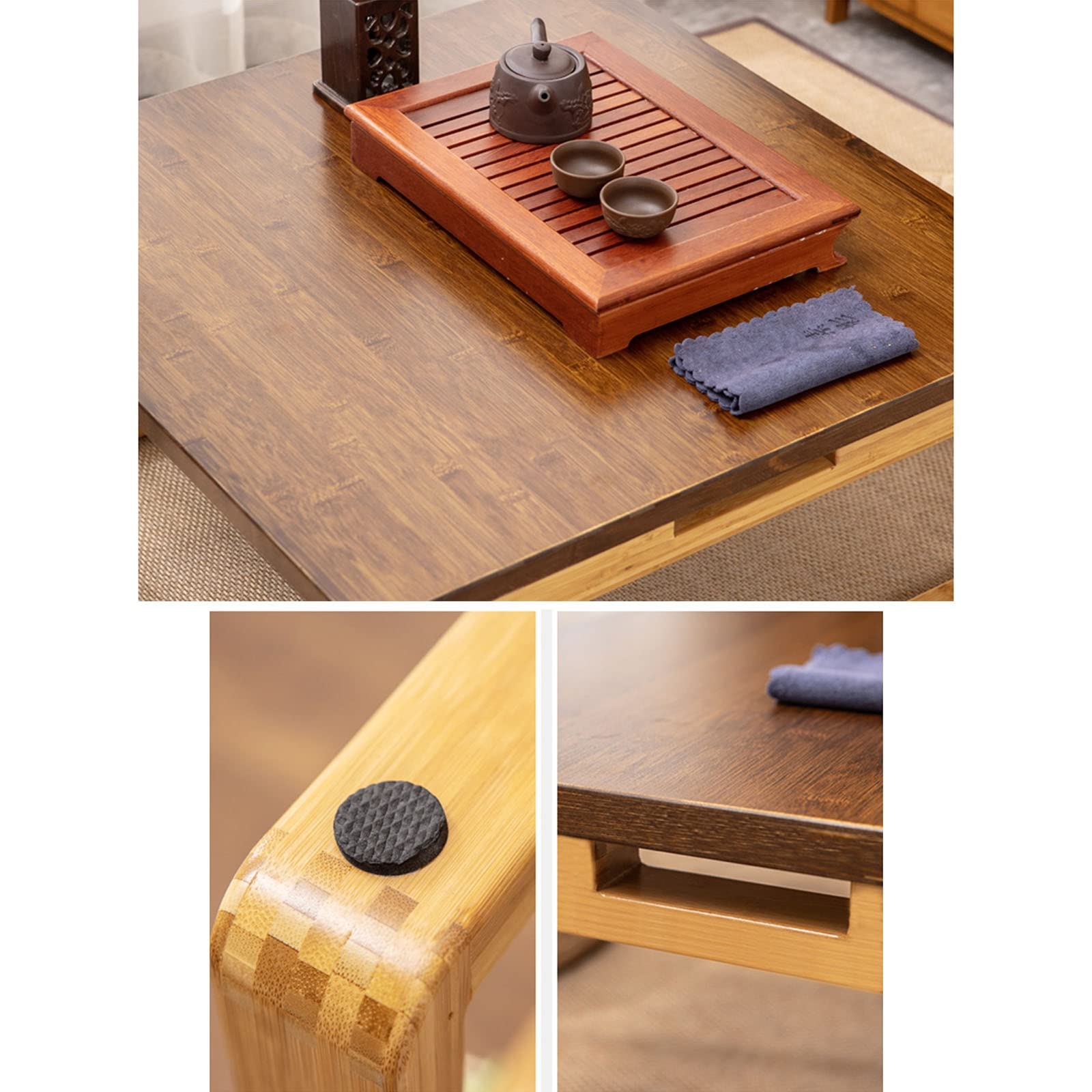 Amazon｜竹製サイドテーブル、 幅60/70/80CM ミニ 正方形 ローテーブル