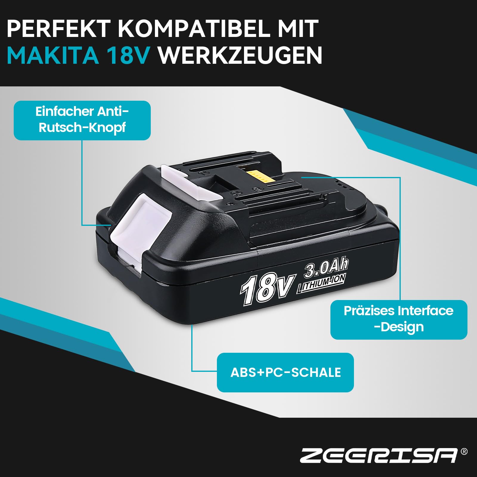 2 pezzi di ricambio 3,0 Ah BL1815 per batteria Makita 18 V agli ioni di litio, compatibile con caricabatterie originali da 18 V e utensili elettrici a batteria BL1830 BL1840 BL1850 BL1860