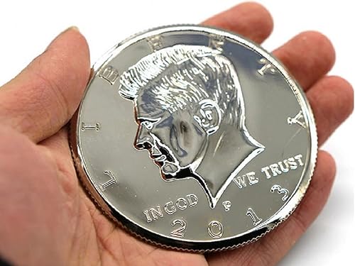 AIMOFAMAG Moneda Jumbo Trick Réplica Mago Medio Dólar Mago Truco Accesorio de Magia (Plata)