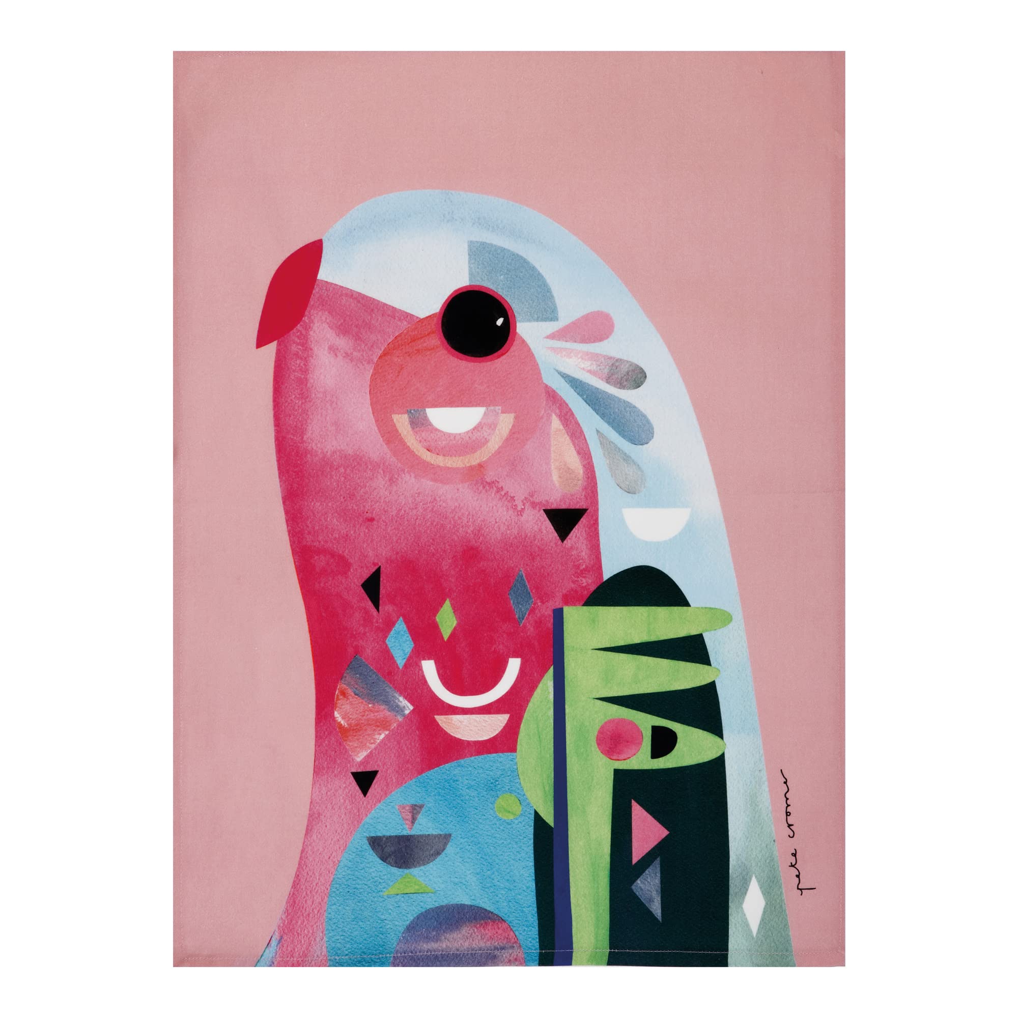 Maxwell & Williams Pink Pete Cromer Bird Tea Towel, Parrot Print, 1% Cotton, 7 X 5 Cm