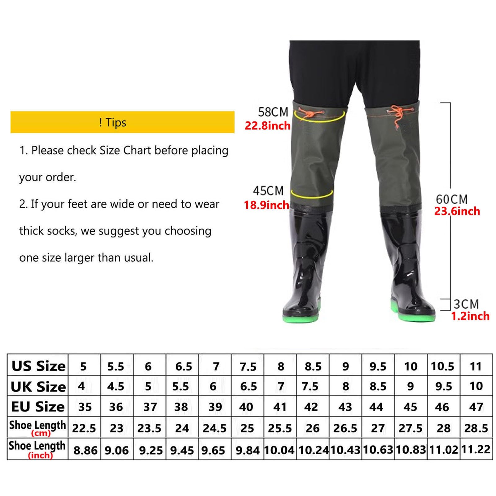 Trampolieri da Pesca | , Trampolieri da pesca, Trampolieri da pesca impermeabili in PVC Caccia da pesca Nero Taglie 4-9 (6.5)