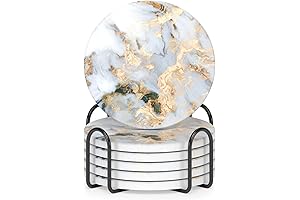 Nipichsha Marble Coasters for Drinks, Set of 6