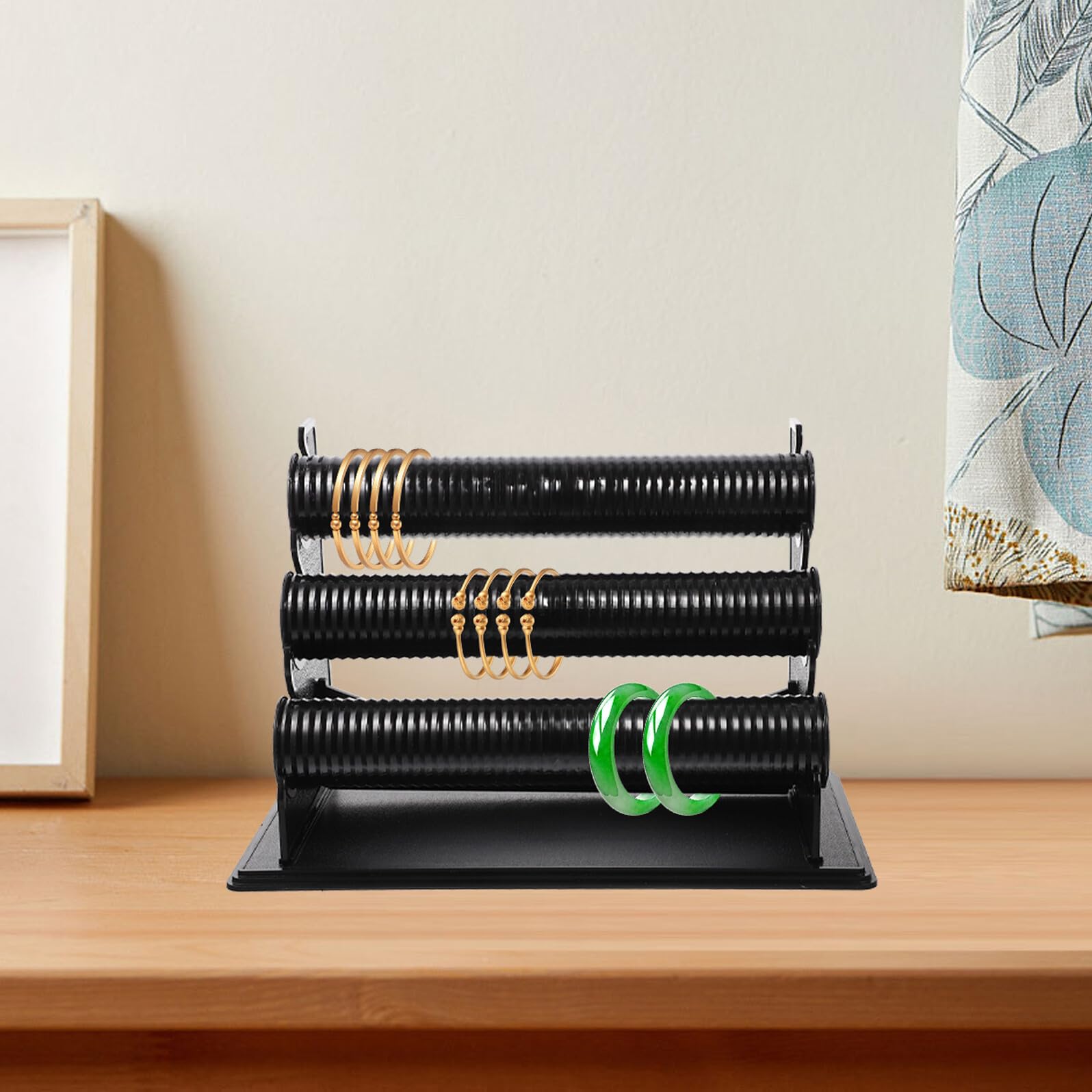 ibasenice Expositor de Joyas Desmontable para Pulseras de 3 Capas en Pvc Negro Soporte para Relojes, Adecuado para Organizar Accesorios en Dormitorio o Baño