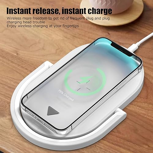 Miniatura 3 de SYHAQYE Bedside Table LED Night Light with Wireless Charger Desk Lamp As Sleep Aid White Noise Machine and Phone Holder Great Birthday Gifts for