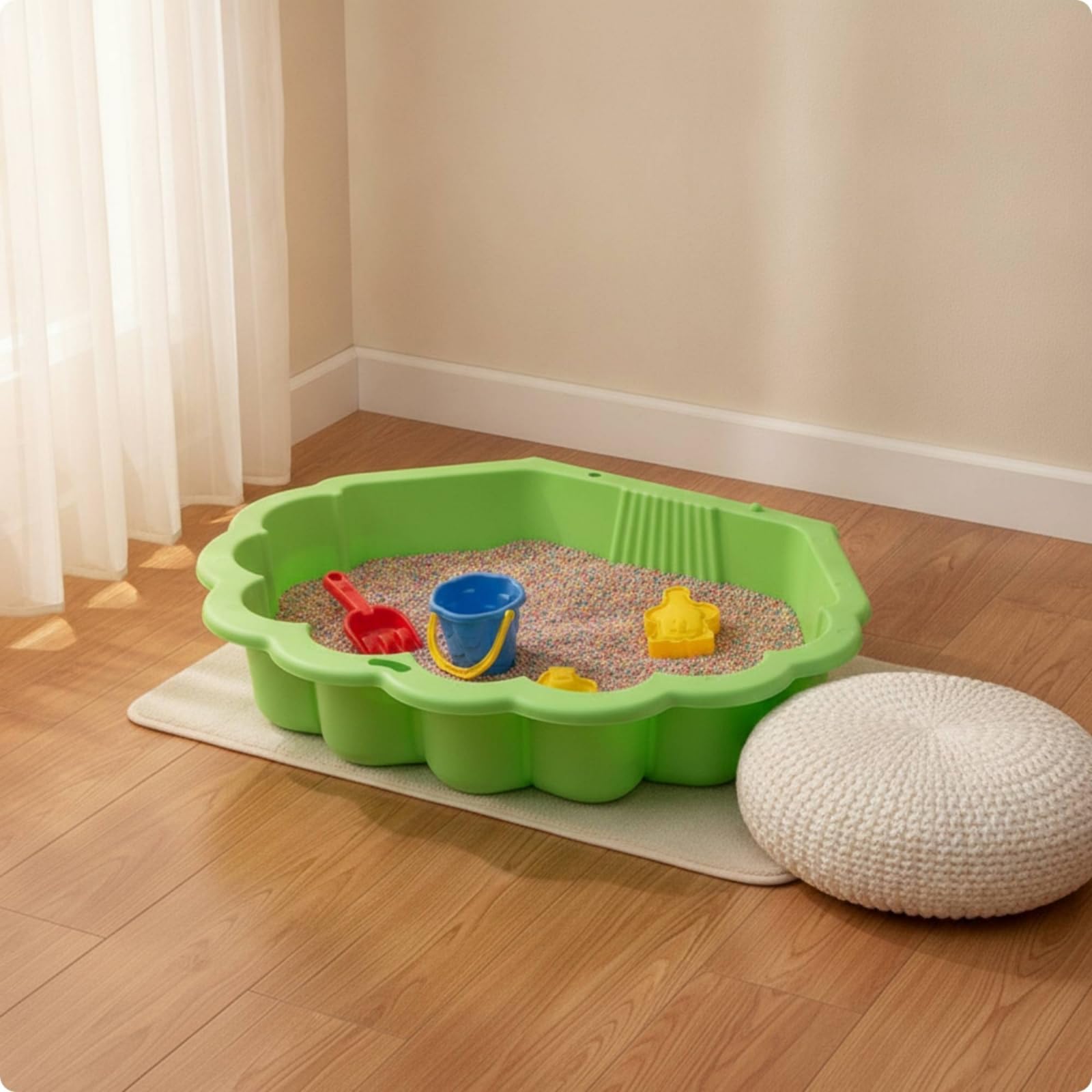 Sensorikbecken abgerundet Sandspielschale leicht zu reinigen Wasserspielschale für Zimmer, Grün