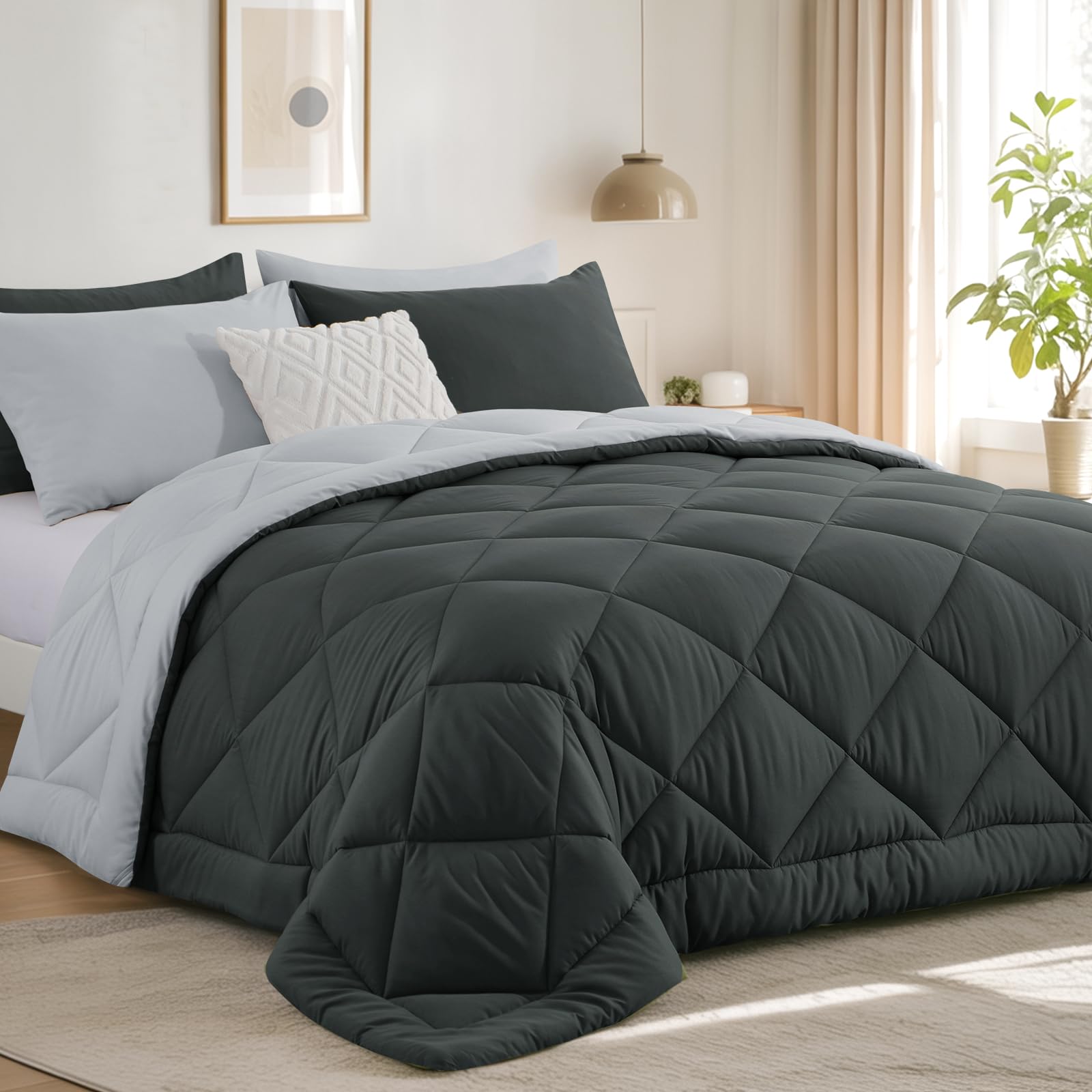 RUIKASI Coverless Duvet Single 10.5 Tog - Reversible Comforter with 1 Pillowcase, 135x200c...