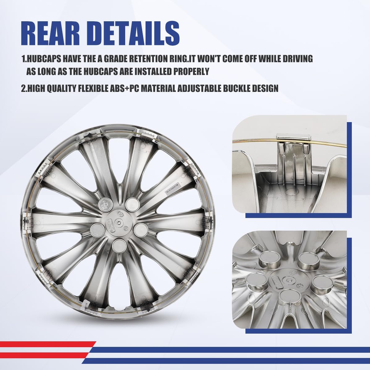 Winjet Chrome Hubcaps 16 Inch Wheel Covers for [2009-2025 Toyota Corolla] & [2009-2014 Toyota Matrix], Heavy Duty ABS+PC Material with Decorative Nuts,Only Compatible with Steel Wheels (4pcs,Chrome)