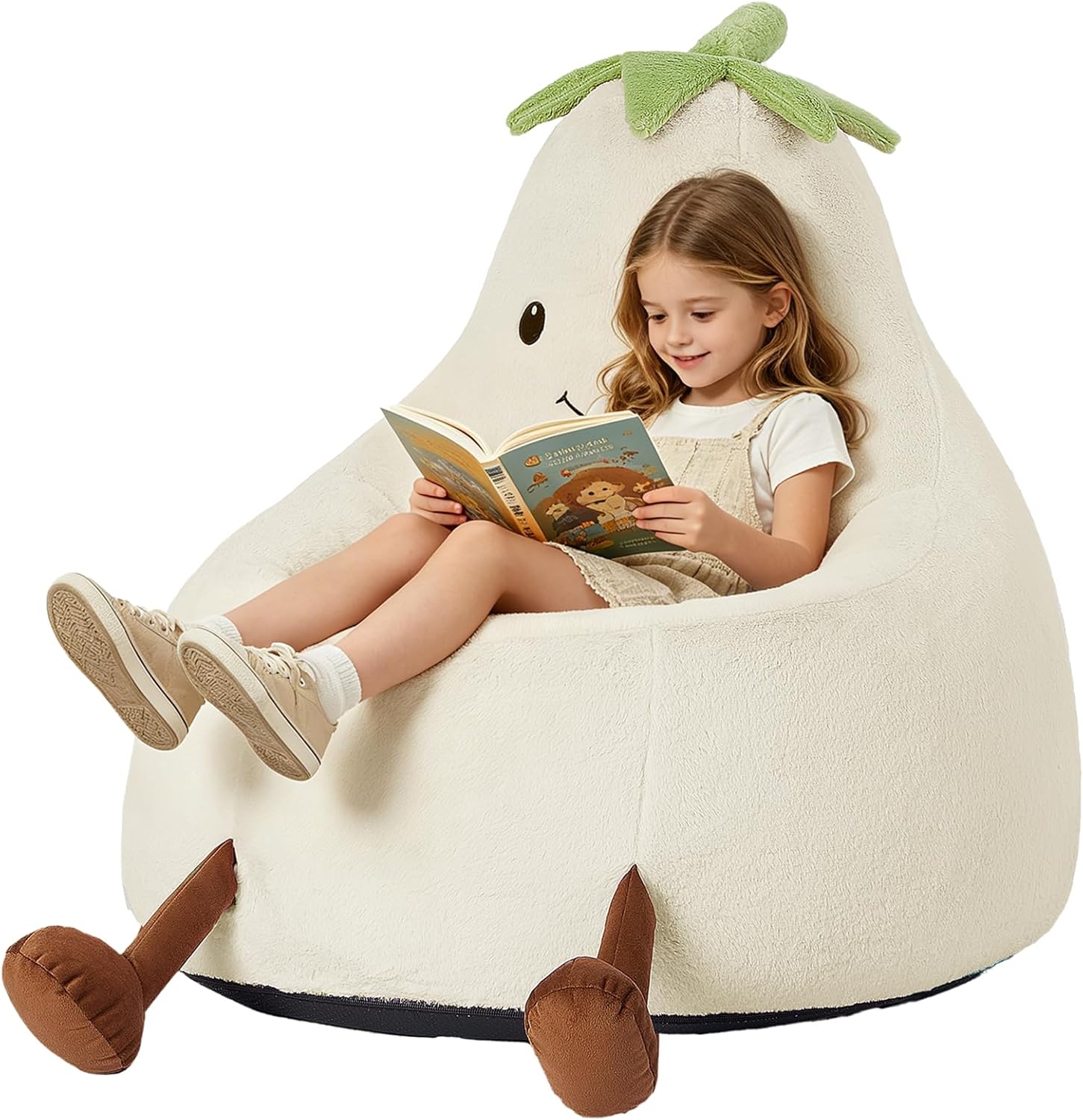 2FT Memory Foam Bean Bag Chair - Ultra Soft Faux Rabbit Fur Round Sofa with Handle & Machine Washable Cover, Comfy Lazy Chair for Kids Teens, Perfect for Reading Gaming in Living Room Bedroom，Magenta