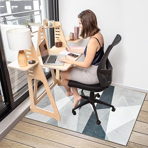 Miniatura 71 de Tapete para silla de oficina para suelo de madera dura, 48 x 60 pulgadas, tapete de oficina con ruedas de alta calidad, tapete antideslizante