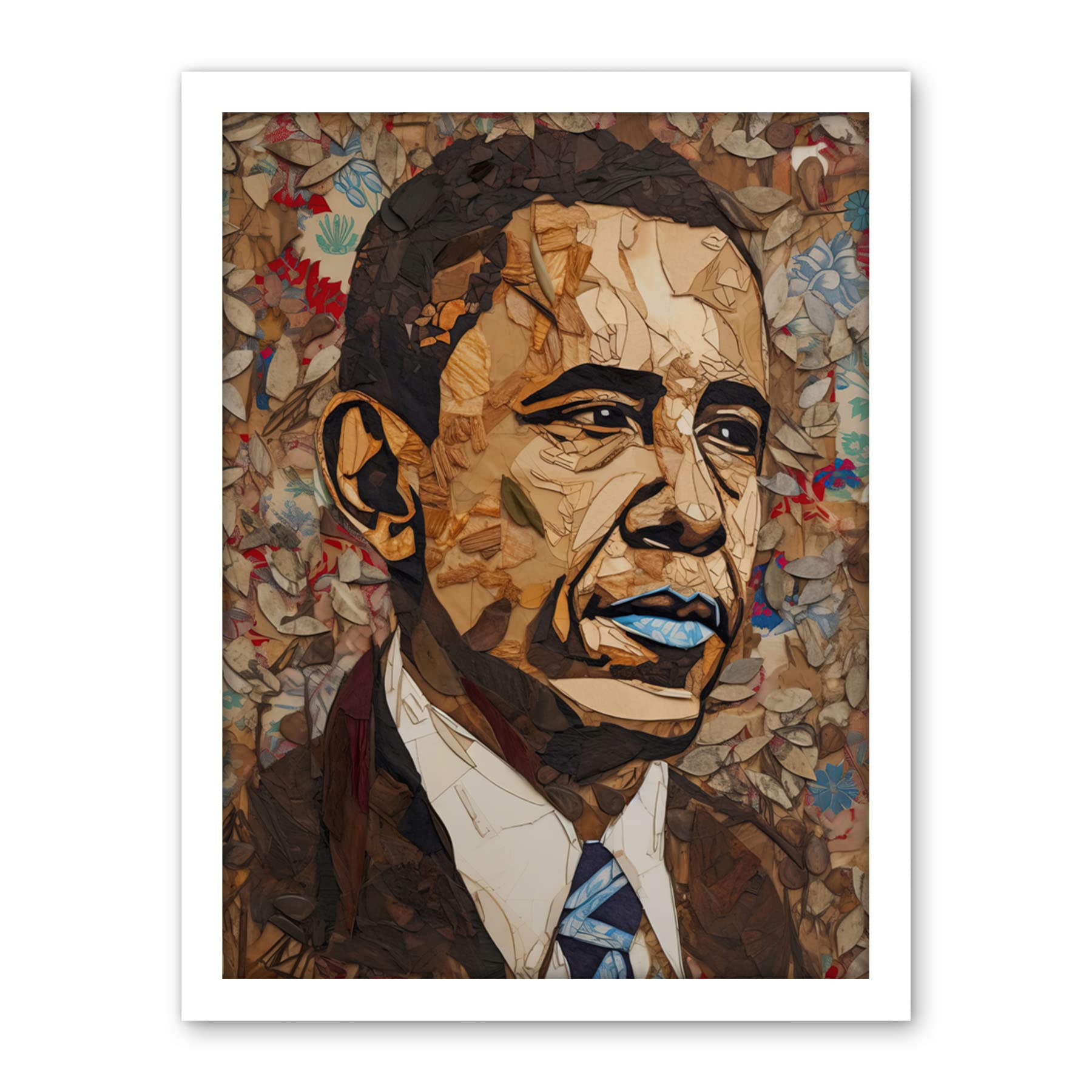 Artery8 Barack Obama Collage Art Portrait Artwork Framed Wall Art Print 18X24 Inch