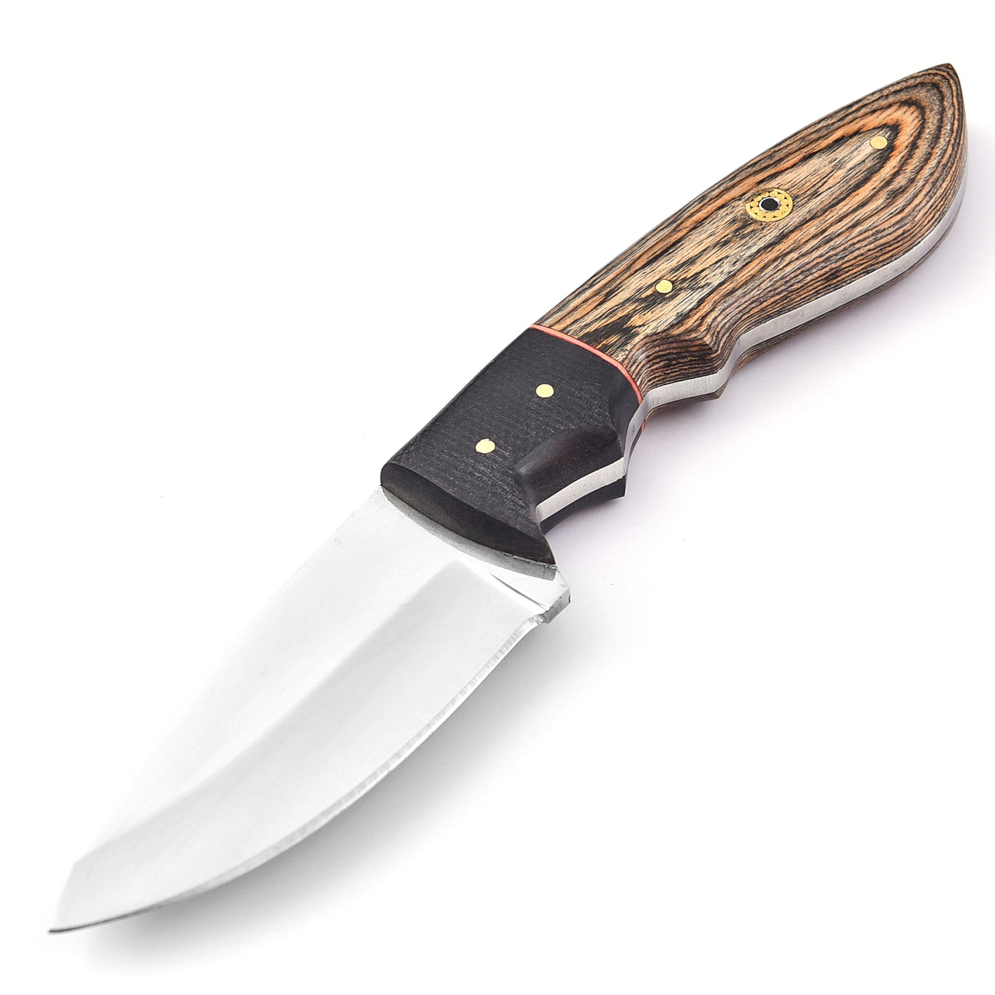 ARQUWA D2 Steel Hunting Knife, 9 Inch Overall, 5 Inch Blade, Buffalo Bolster, Natural Sheet Handle, Leather Sheath