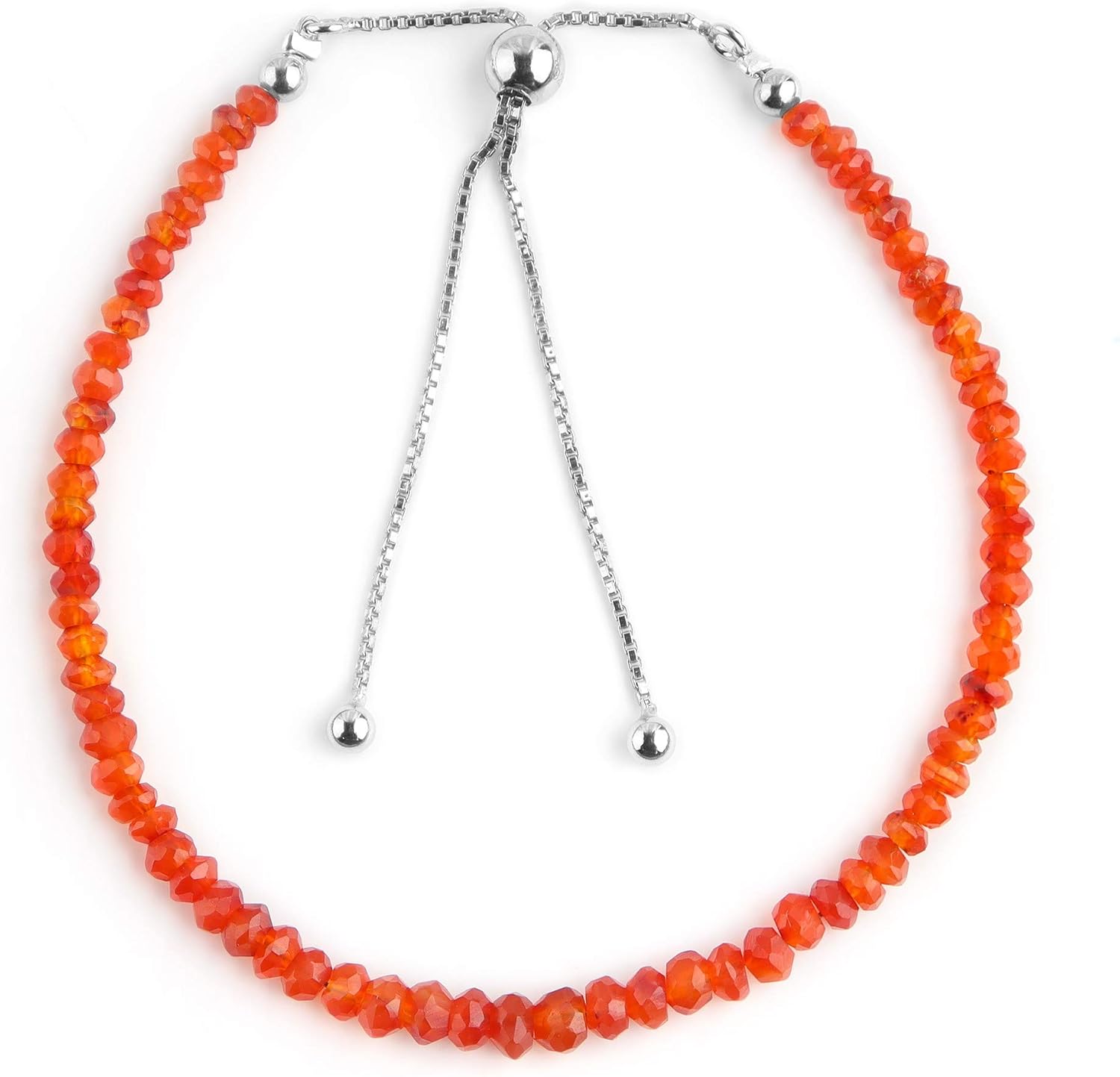 OdrillionGems Gemstone Beaded Bolo Bracelets 925 Sterling Silver Rhodium Plated Statement Chakra Healing Birthstone Zodiac Adjustable Slider Chain Jewelry Gift for Women