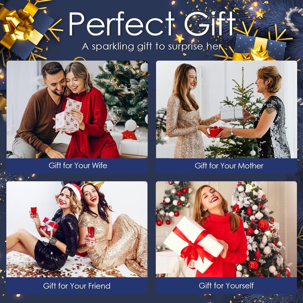 Butterfly Rings for Women Girls Adjustable Golden Cocktail Ring Sparkly Stones Statement Silver Bow Open Wrap Bow Jewelry Bridesmaids Wedding Valentine’s Day Gift Lover Mother - Image 6