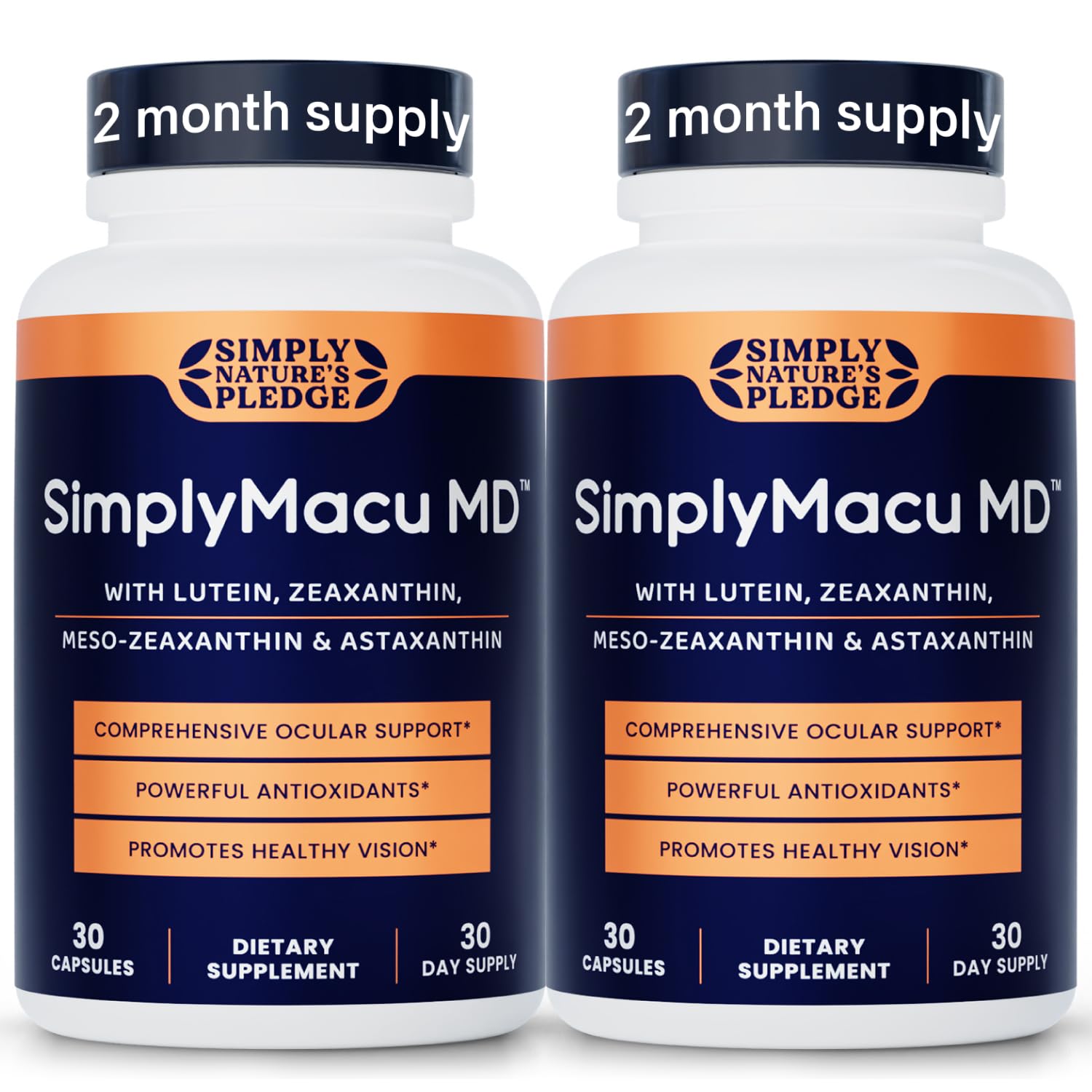 Simply Nature's Pledge Macu MD Eye Vitamins for Vision Support (Pack of 2) 30 Count (Pack of 2)