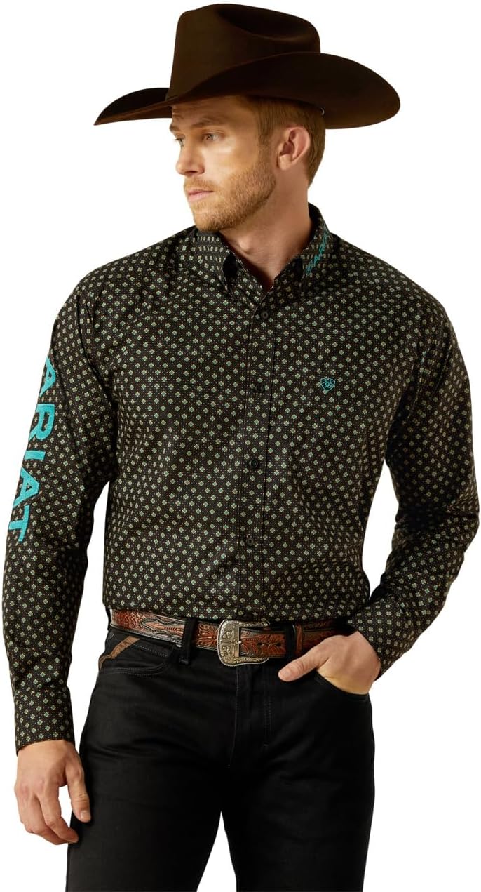 ARIAT Men Team Philbert Classic Fit Shirt Black/Teal