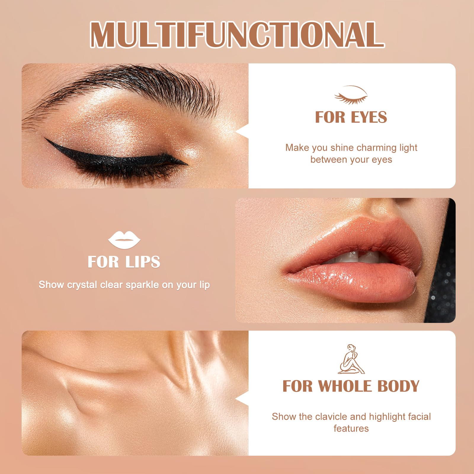 Highlighter Liquido Idratante Brighten, Illuminatore di Tintura Lunga Durata Smooth Shimmer, Illuminatore Liquido Naturale Facile Da Usare, Highlighter Makeup per Viso Corpo Zomi Glow