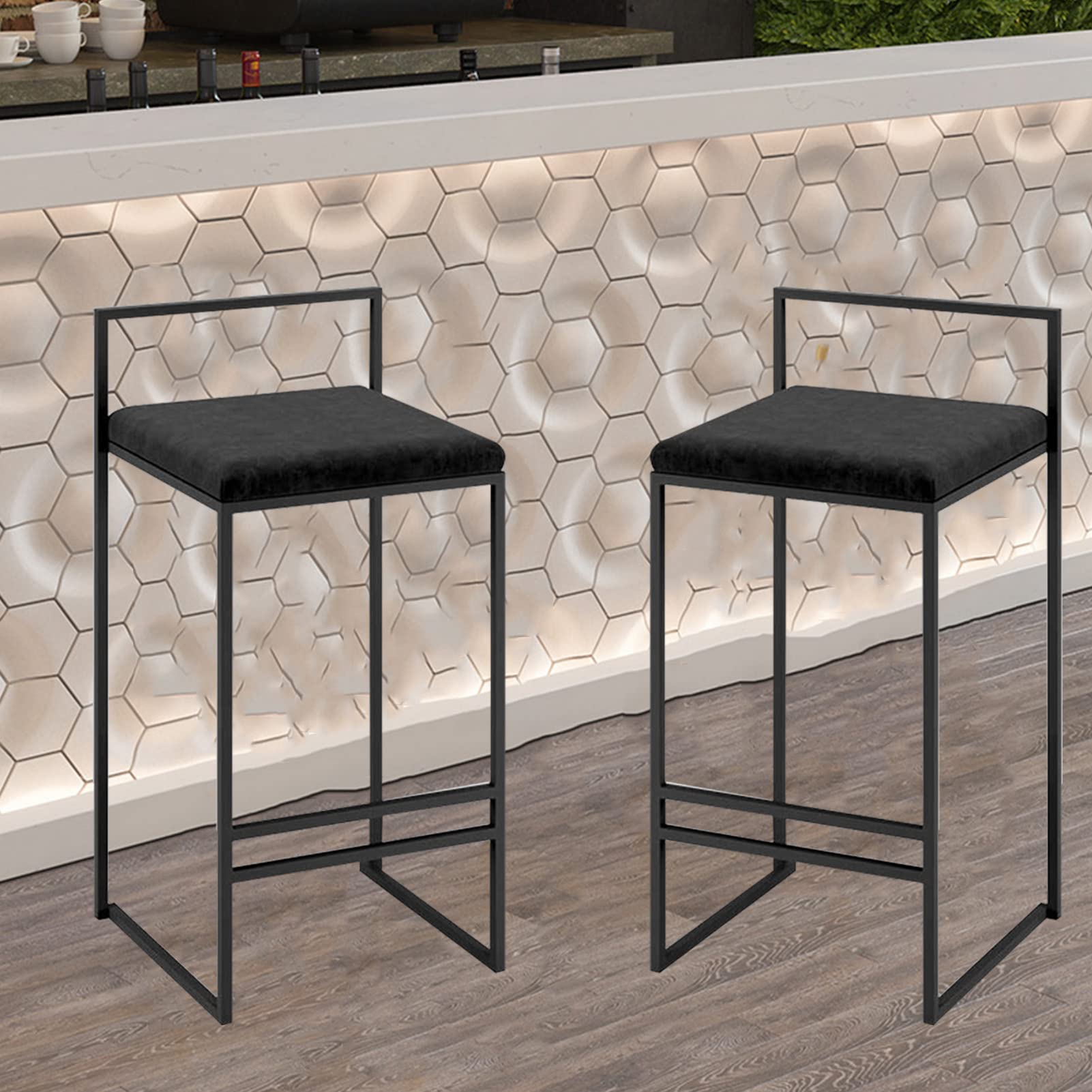 Chaise siège de cuisine haut avec dossier ergonomique et repose-pieds stable lot de 2