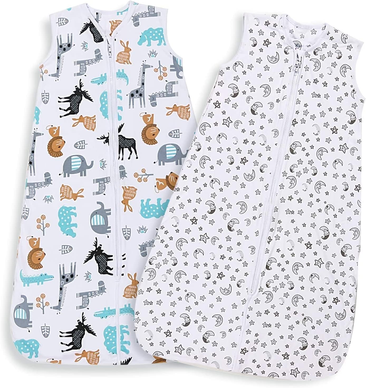Lictin Baby Sleeping Bag 0.5 Tog-100% Cotton 2 PCS Baby Wearable Blanket Sleeping Sack with Adjustable Length 65-85cm for 3 to 18 Months Infant