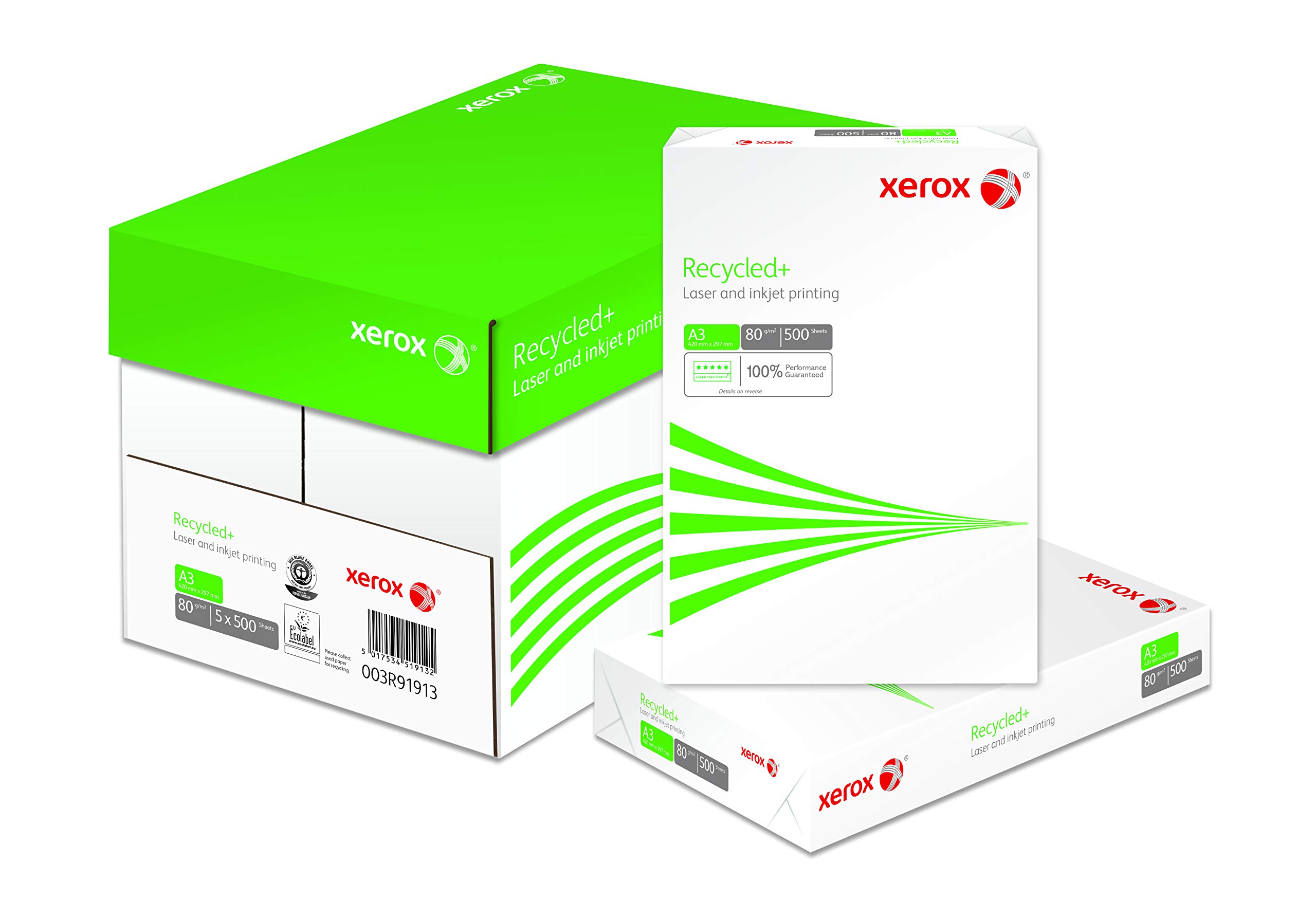 Xerox Recycled+ Recycled Paper ISO 80 80 80 g/m² A3 Cardboard 5 x 500 Sheets ...
